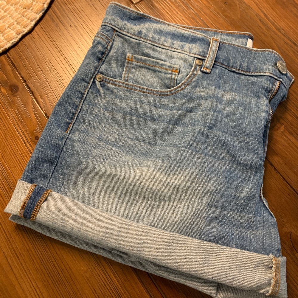 Loft denim roll up shorts